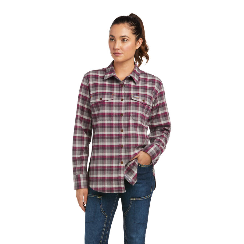 Ariat Rebar Flannel Durastretch Work - Naisten Violetit/Harmaat Puserot ( TXYQPL-359 )